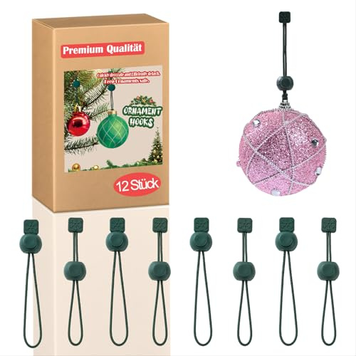 12 Stück Grün Weihnachtskugeln Weihnachtshaken für weihnachtsbaumschmuck – rutschfeste Aufhänger für Weihnachtskugeln – Robuste Ornamenthaken für kleine & große Dekoanhänger