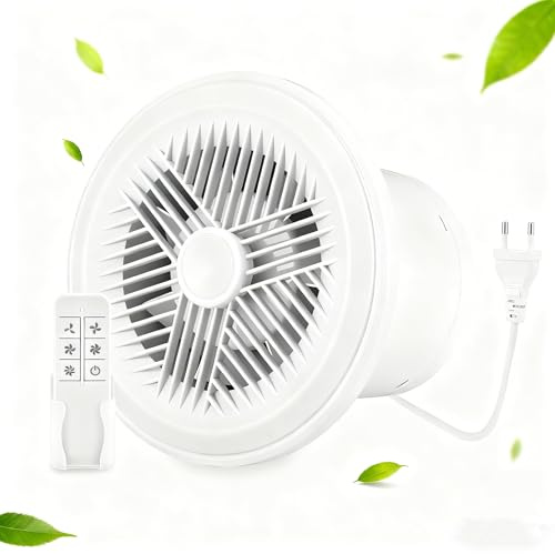 Nastopee Badlüfter 100mm, Abluftventilator Leiser Mit Rücklaufklappe, 15W Fernbedienung Badezimmer Lüfter, IPX2 Wasserdicht, 5 Drehstufen, 1.5m EU-Netzkabel, Zur Belüftung Von Bad WC Garage