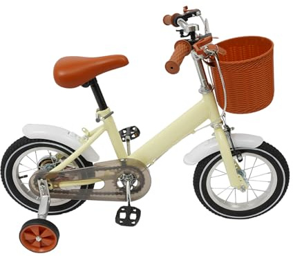 GXSFLG 12 Zoll Kinderfahrrad, mit Stützrädern & Korb, Balance und Pedal-Lernfahrrad, für Jungen & Mädchen ab 2-5 Jahre, Höhenverstellbarer Sitz Lenker, Dualbremssystem, Robuster Rahmen