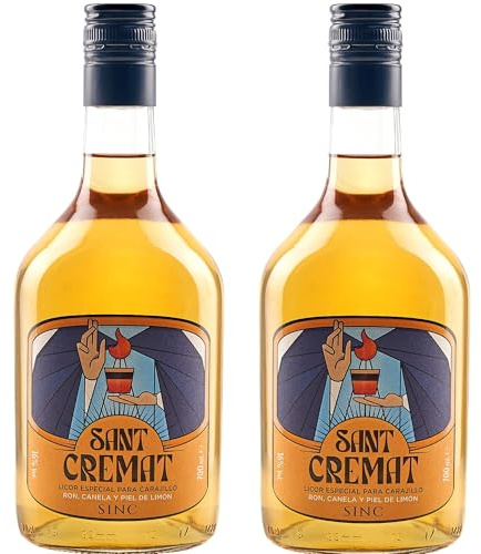 Sant Cremat Pack 2 – Licor para Cremaet y Carajillo | Ron, Canela y Limón | Licor especial cremaet para mezclar con Café Listo para Usar | Medalla de Oro CINVE 2024 | Tradición Valenciana