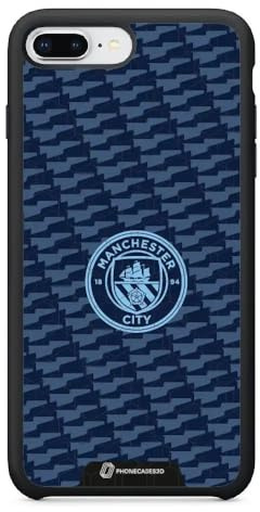 PHONECASES3D - Phone Case compatible with Apple iPhone 8 Plus Man City Official Protective TPU Black