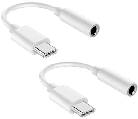 Genérico Adaptador USB C Jack 3.5mm, 2 Piezas Adaptador Jack a USB C, Compatible con Pix-el, Xiao-mi, Hu-awei, Blanco