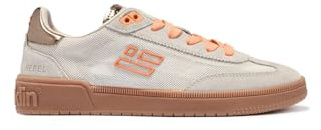 D. Franklin Damen-Sneakers Modell Rebel Mesh in Offweiß mit orangefarbenen Details - Damen-Elegantschuhe - Legere Mode - Größe (38)