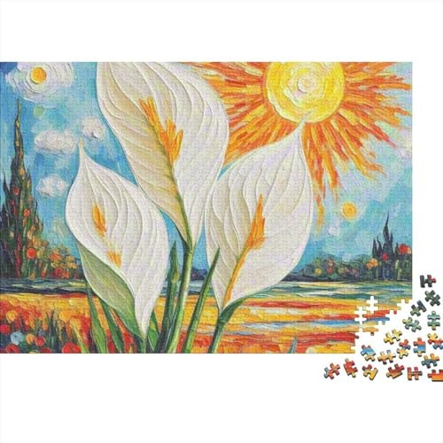 Peace Lily 1000 Piece Recycled Cardboard Jigsaw Puzzle Adults Peace Lily & Sun Educational Game Stress Relief Tool Wall Decor Puzzle Enthusiasts All Ages