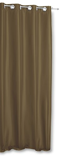 Haus und Deko Thermogardine Wildseide Optik Blickdicht Ösen Taupe hell Vorhang Polar Fleece Übergardine Gardine 140x245 cm