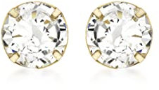 Carissima Gold Damen-Ohrstecker 18ct 6mm Round Stud Earrings 750 Gelbgold Zirkonia transparent Rundschliff - 7.58.7009