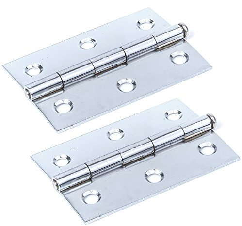 2X Pairs of Chrome Loose Pin Hinges - 3/75mm - Door Frame/Cupboard Hinges
