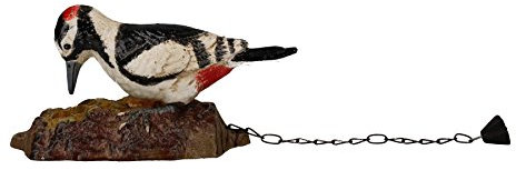 AB Tools Specht Vogel Türklopfer Bell Ringer Stürmer Gusseisen Kette Holz Picidae
