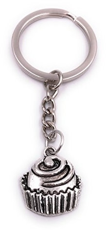 H-Customs Cupcake gâteau porte-clés pendentif en métal argenté