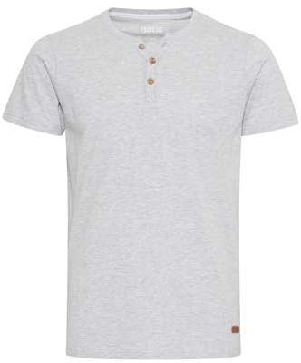 !Solid Volker Herren T-Shirt Kurzarm Shirt Mit Grandad-Ausschnitt, Größe:S, Farbe:Light Grey Melange (8242)