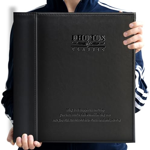 Zoview Black Large Self-Adhesive Photo Album, PU Leather Cover