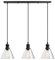Yosoan Lighting Industrial Vintage Chandelier Loft Bar Black 3 Way Pendant Light Fitting Glass Shade,Hanging Cluster Ceiling 3 Light Fixture for Kitchen Dining Room Living Room Restaurant (Black)