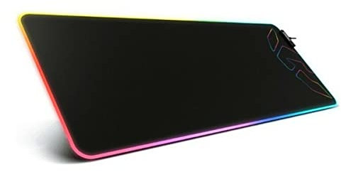 Krom Knout RGB -NXKROMKNTRGB- Alfombrilla Gaming, base de goma antideslizante, marco cosido con tira LED RGB, tamaño 320x270x3 mm, color negro