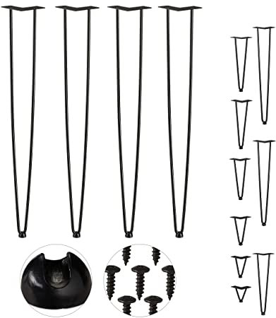 Relaxdays Hairpin Legs, 4er Set, 2 Streben, Metall, Haarnadel Tischbein für Hocker, Tisch & Schrank, 86 cm hoch, schwarz