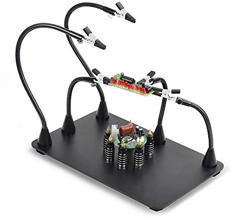 NOEVSBIG Magnetic Helping Hands Soldering Station with Large & Heavy Duty Base, 6 PCB Holders,5 Flexible Arms with Precision 360 Degree Alligator Clip Helping hands for Soldering Electronic Repair DIY