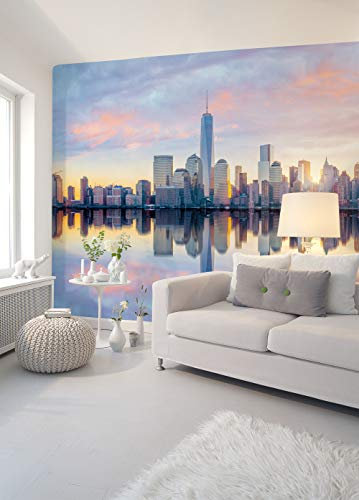 New York Skyline Fototapete 3D Effekt Wandtapete Stadt XXL abwaschbare Tapete NY Sonnenaufgang