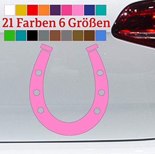 generisch Hufeisen Aufkleber Glücksbringer Glück Silvester Kleeblatt Pferde Pony Horse JDM in 6 Größen und 21 Farben