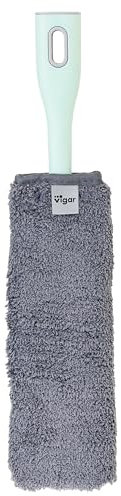 Vigar - Short Microfibre Duster – with Flexible Head – 9 x 3 x 40 cm – Rengo Collection – Removable – Extra Flat Profile – Grey and Turquoise