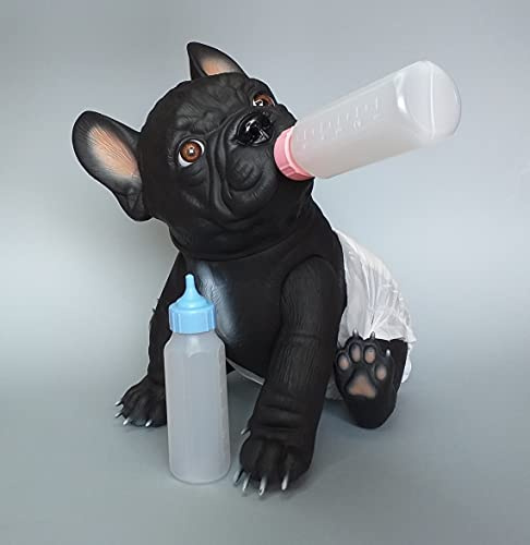 Baby Bulldog Francés - Black Articulado Blandito Suave Figura de Juguete