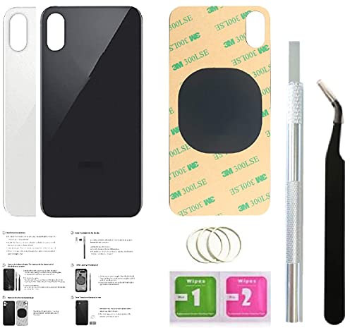 -Glasrückseite für iPhone X (5,8 Zoll) mit vorinstalliertem Klebeband und werkzeugen (Space Gray/Schwarz)