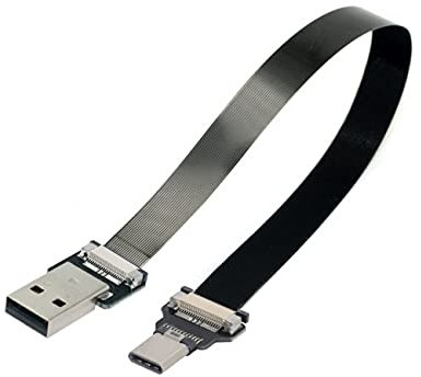 cablecc Cable FPC plano delgado de datos USB 2.0 tipo A macho a USB-C tipo C macho para FPV, disco y teléfono, 20 cm