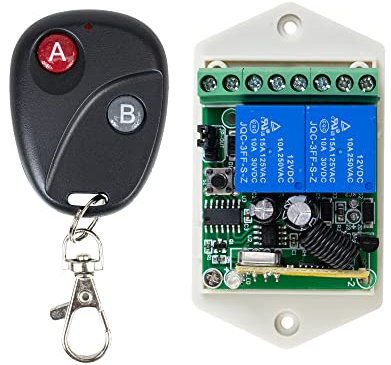Relé con mando a distancia PNI CA500LR para controlar 1 o 2 puertas de garaje, cancelas, barreras, 2 relés, alimentación 12V