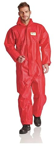 DS Safetywear SMSR-M ProSafe Einweg Overall Light, Kapuze, Rot, PSA Kategorie 3, Größe M