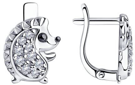 Kinderschmuck Ohrringe für Mädchen Igel 925 Sterling Silver Silber Zirkonia Echtschmuck bei Secretforyou