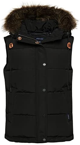 Superdry Vintage Everest Faux Fur Gilet A7, Black, L Femme