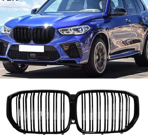 YIUBCZOQI G05 Nieren Schwarz,Kühlergrill für BMW X5 G05 2019-2022 Doppelt Plattierter ABS Gloss Black X5 Grill