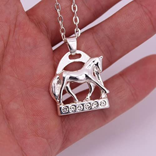 ZLING Crystal Horse Steigbügel Und Pferd Anhänger Halskette Zwei Farben Gold Und Silber Farbe Pferd Halsketten Schmuck Geschenk