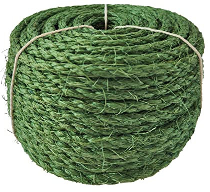 Corda di sisal per gatto cactus tiragraffi 6 mm * 10 m, Corda per gatti albero di gatto cactus fai da te e riparazione tiragraffi per gatti, Verde