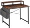tectake® Computertisch mit Ablage Schreibtisch Zubehör, Bürotisch mit Monitorständer, Gaming Tisch, Laptoptisch für Home Office, 85,5 x 46,5 x 140 cm - Industrial Dunkelbraun, 120 cm