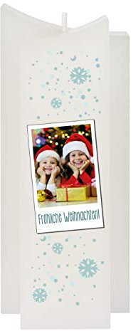 Herz & Heim® Personalisierte Weihnachtsskerze Weihnachtsdekoration mit Aufdruck Fotokerze