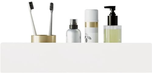 DABSTORY Duschablage Badregal Bohren Duschkorb Organizer für Dusche und Badezimmer Halterung Duschregal Edelstahl Klein Bad Duschhalterung Wandhängend Regal Matte Finish Weiß 80cm