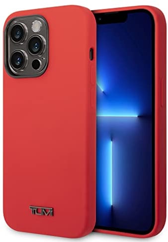 CG MOBILE TUMI Schutzhülle für iPhone 14 Pro Max in Rot mit schwarzem Logo, HC Flüssigsilikon glatt und kratzfest Schutzhülle mit einfachem Snap-on, Stoßdämpfung und charakteristischem Logo