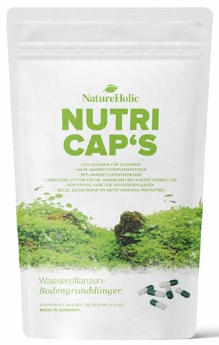 NatureHolic NutriCaps - Fertilizante para plantas acuáticas, abono completo para acuarios, alta concentración de nutrientes, seguro para peces, camarones y otros invertebrados