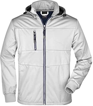 James & Nicholson Herren Softshelljacke maritim - Funktionale Softshell Jacke mit vielen Extras | Farbe: white/white/navy | Grösse: L