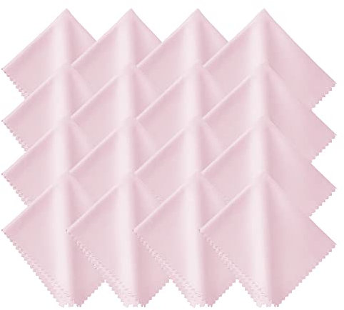 12 Stück Brillenputztücher Mikrofasertücher, Brillenputztücher Mikrofasertücher Brille Antibeschlagtuch für Brillen, Bildschirme, Tabletten, Gläser (15 x 18 cm Rosa)