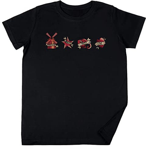 Freedom Beauty Truth Love Moulin Rouge Kinder Jungen Mädchen Unisex T-Shirt Schwarz