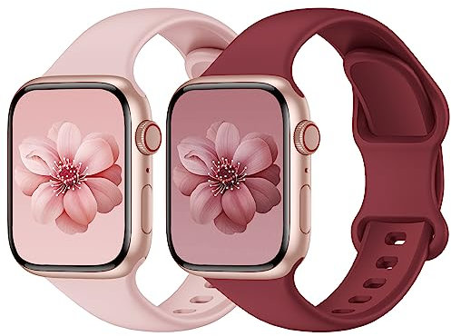 Yoohoo 2 Stück Silikon Armbänder kompatibel mit Apple Watch Armband 40mm 41mm 42mm 44mm 45mm 46mm 49mm für Damen Herren,Sport Ersatzarmband für iWatch SE Series 10 9 8 7 6 5 4 3 2 1 Ultra Ultra2