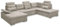 Stella Trading Medan Wohnlandschaft in U-Form, Stoffbezug Stone - Ausziehbares Sofa mit Schlaffunktion und Bettkasten - 324 x 107 x 170 (218) cm (B/H/T)