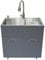 TRGCJGH Edelstahl Waschbecken, Waschbecken mit Unterschrank Waschküche Pool, Doppelwaschbecken für Badezimmer Waschküche Waschküche Handwaschstation(80x48cm/31.4x18.8in,Right washboard)
