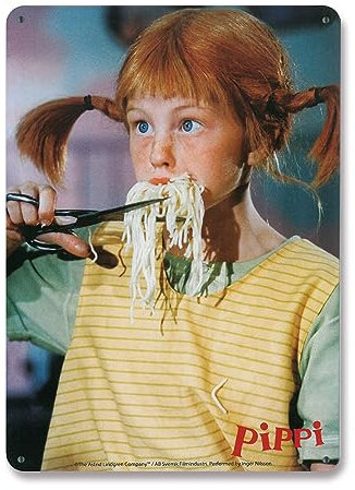 Logoshirt®️ Pippi Calzaslargas I Espaguetis I Cartel de Chapa - Placa de Metal - Retro I 15 x 21 cm