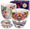 YC YANG CHAI Jumbotassen 900ml - 2er Set - Teetassen Set aus Knochen porzellan - XXL Tassen Geschenkset mit Untersetzer - Kaffeebecher Geschenkidee - Jumbobecher YC Tranquility + YC Nature (2er Pack)