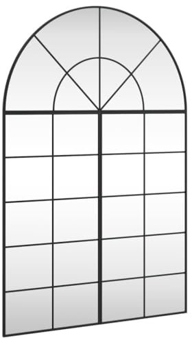 vidaXL Specchio da Parete Nero 100x150 cm Arco in Ferro, specchio a muro, specchio a parete ad arco, specchio da salotto, specchio