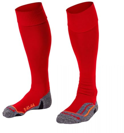 Stanno Sports Socken - UNI Pro -Socke - Socken mit Atmungsaktivem Kapazität und Knöchelschutz - Sportsocken - Anatomische Socken mit linken/rechten Indikatoren - Rot - Größe 41/44