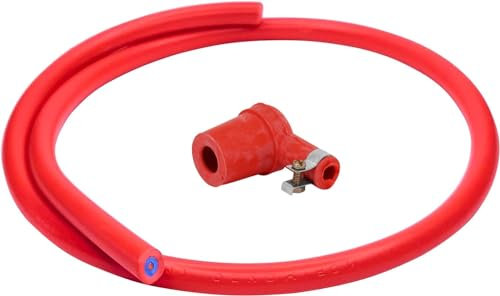 cyclingcolors cavo candele 7mm rosso lunghezza 1m + pipetta gomma accensione moto auto ciclomotore trattore tagliaerba tosaerba
