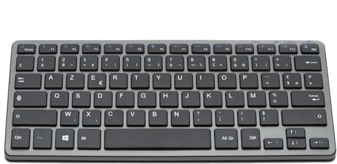 Bluestork - Clavier sans Fil Bluetooth, Mini Clavier Azerty Français, Clavier Léger Silencieux, Clavier Bluetooth 90h D'autonomie, Rechargeable USB C, 14 Raccourcis Multimédias - Noir - New