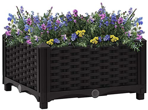 Cosisti Lit Surélevé Jardinière d'Extérieur lit de Jardin surélevé Carré Potager,Potager sur Pied,bac Jardiniere Exterieur,Potager Balcon Polypropylène-Noir-40 x 40 x 23 cm